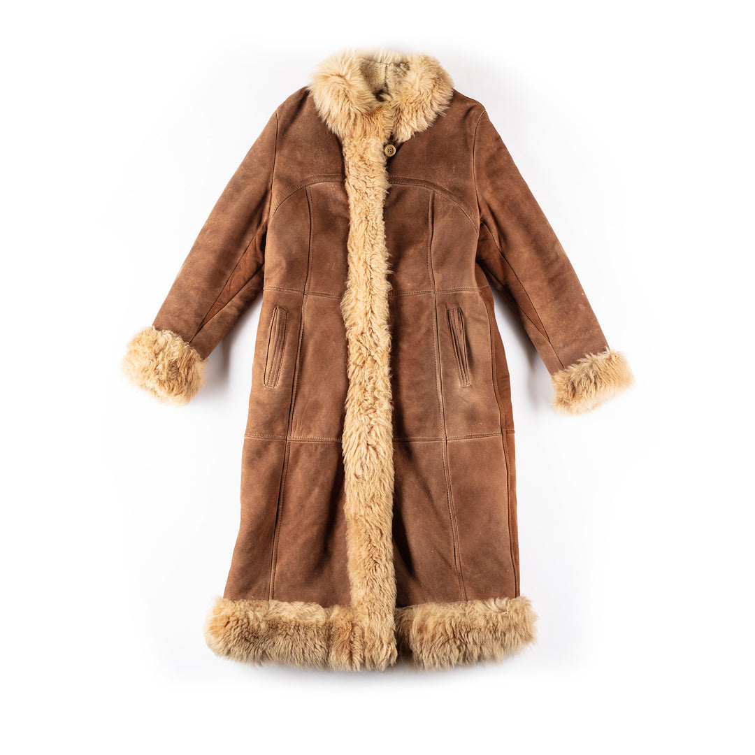 Vintage 70's Women Sheepskin Coat in BrownMN292