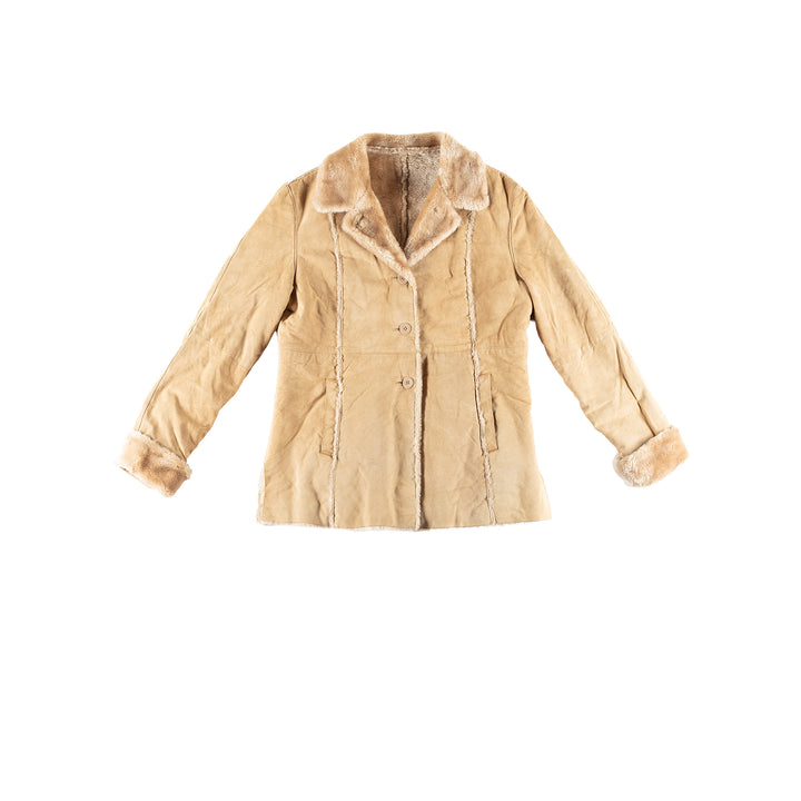 Vintage 80's Women Faux Sheepskin Coat in BeigeMN407