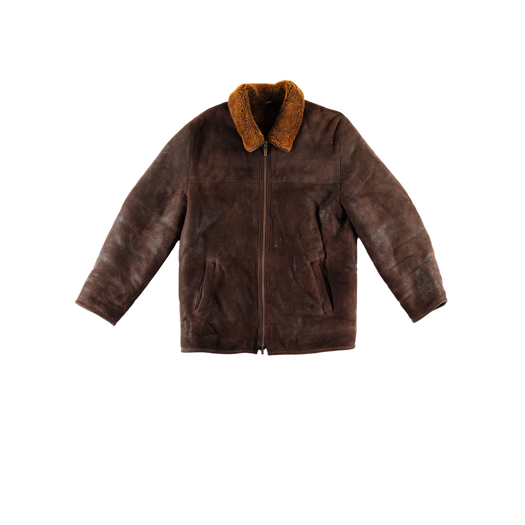 Vintage 80's Men Sheepskin Coat in BrownVN778