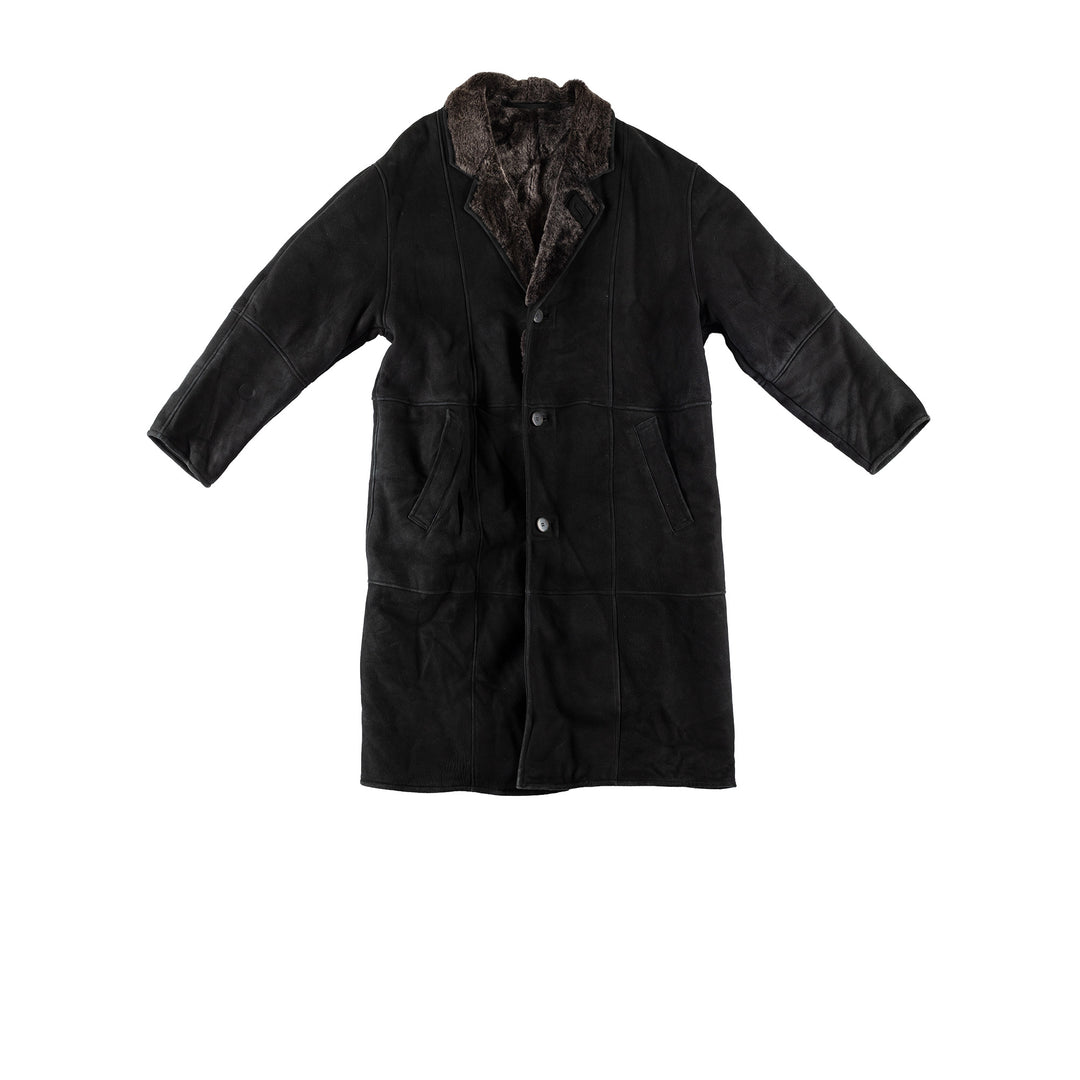 Vintage 80's Men Sheepskin Coat in BlackVN749