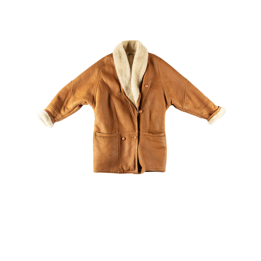 Vintage 80's Women Sheepskin Coat in BrownMN715