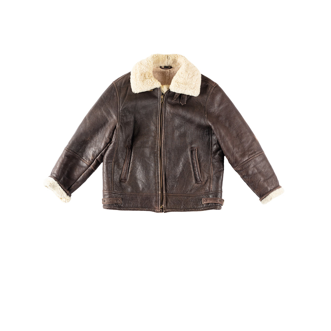Vintage 80's Men Sheepskin Jacket in BrownVN332