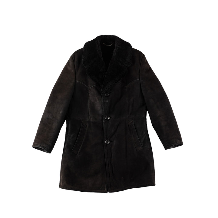 Vintage 70's Men Sheepskin Coat in BlackVN425