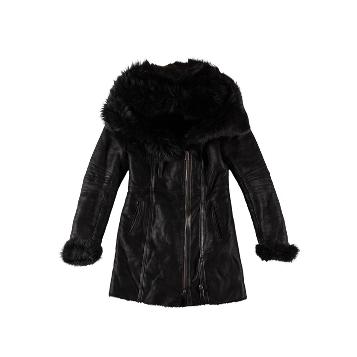 Vintage 70's Women Sheepskin Coat in BlackMN584