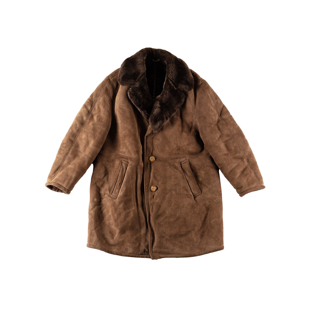 Vintage 90's Men Sheepskin Coat in BrownVN430