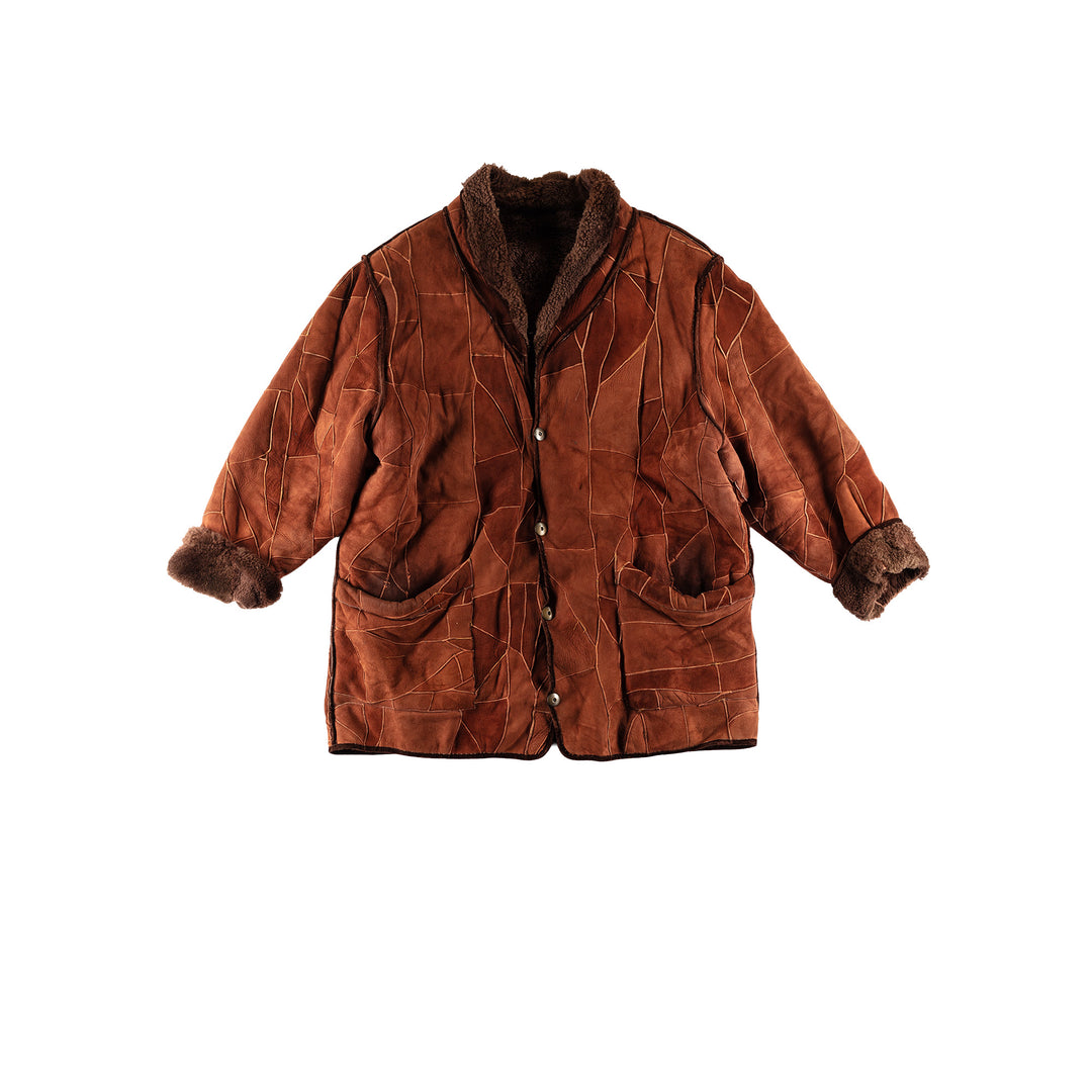 Vintage 80's Women Sheepskin Jacket in BrownMN792