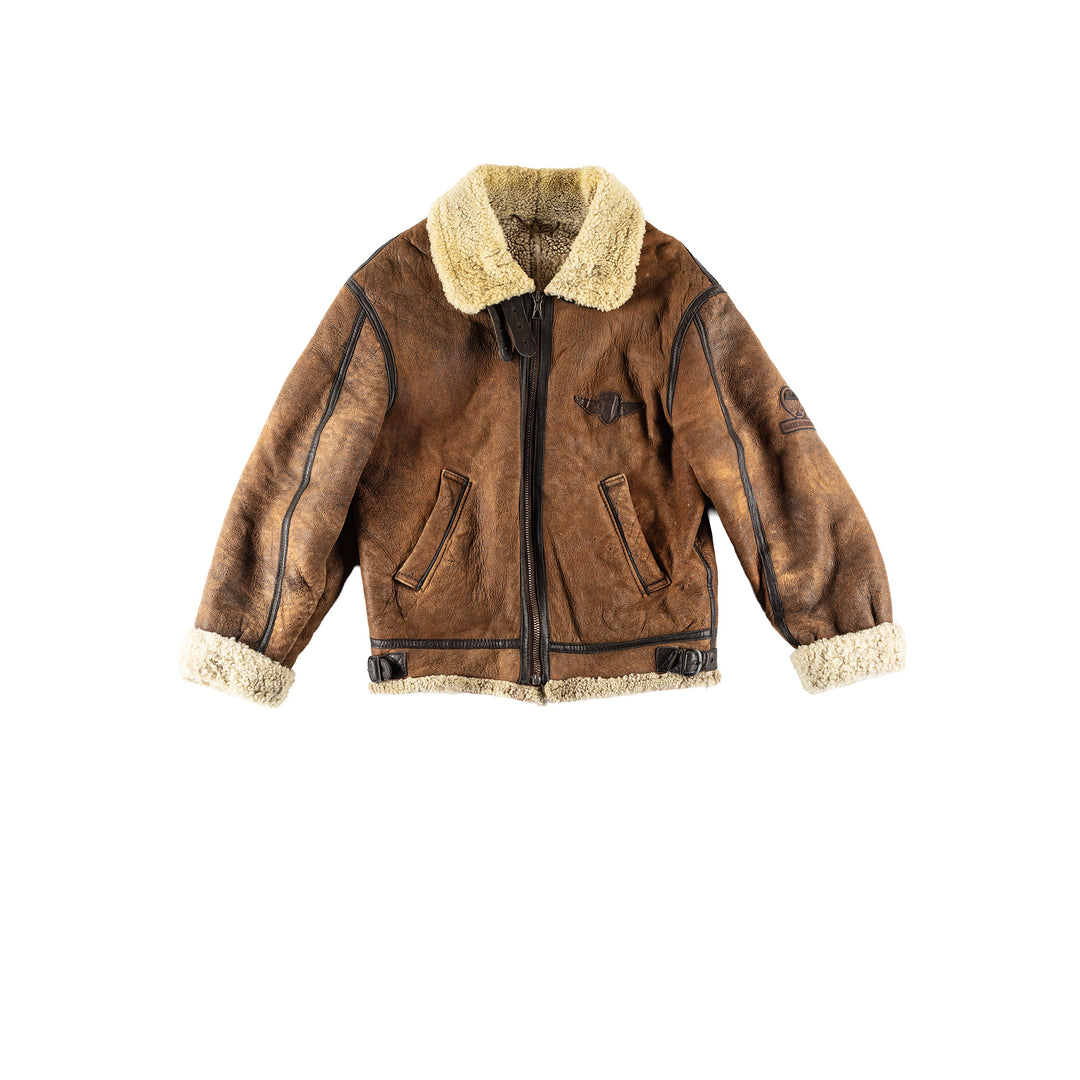 Vintage 80's Men Sheepskin Jacket in BrownVN782