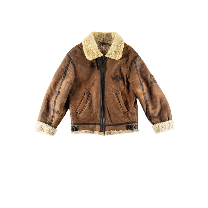 Vintage 80's Men Sheepskin Jacket in BrownVN782