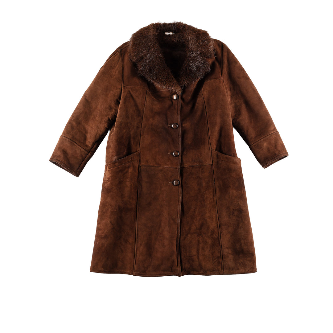 Vintage 80's Women Sheepskin Coat in BrownMN503