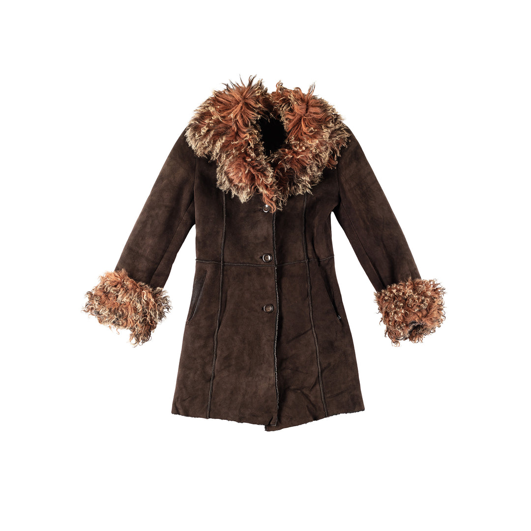 Vintage 70's Women Sheepskin Coat in BrownMN373