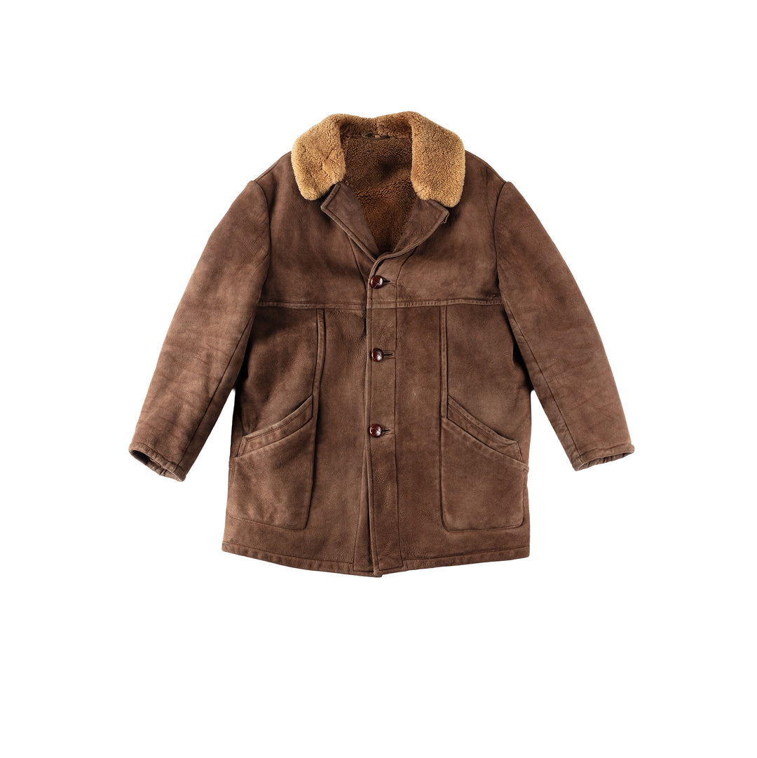 Vintage 80's Men Sheepskin Coat in BrownVN304