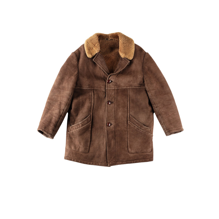 Vintage 80's Men Sheepskin Coat in BrownVN304