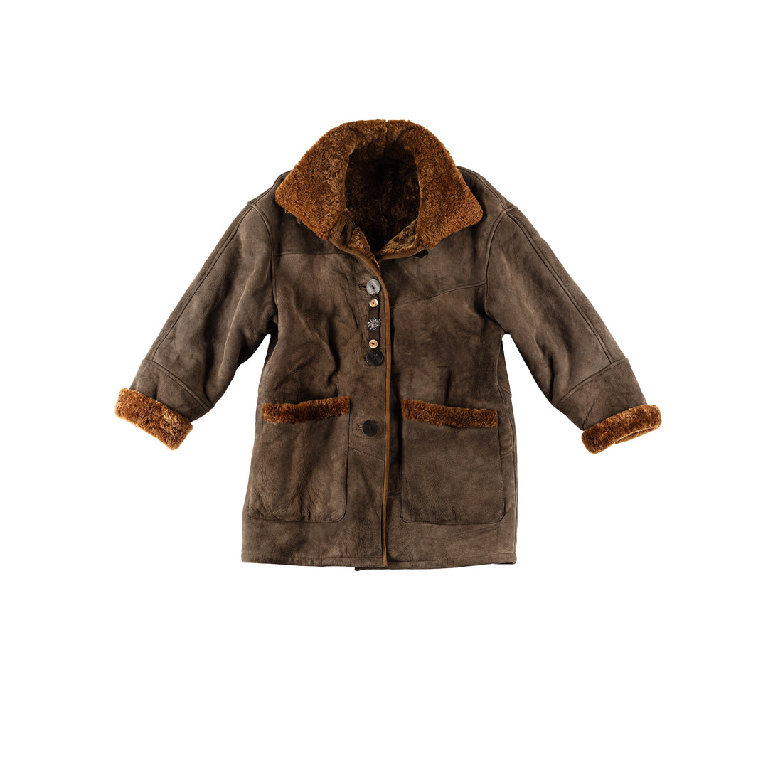 Vintage 80's Women Sheepskin Coat in BrownMN625