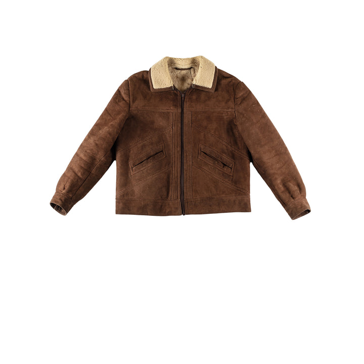 Vintage 80's Men Sheepskin Jacket in BrownVN689