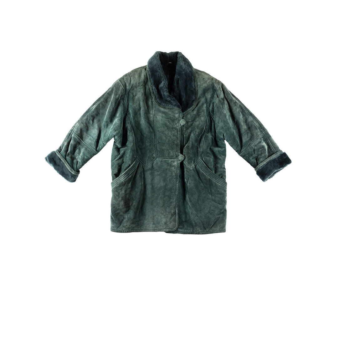 Vintage 80's Women Sheepskin Coat in GreenMN317