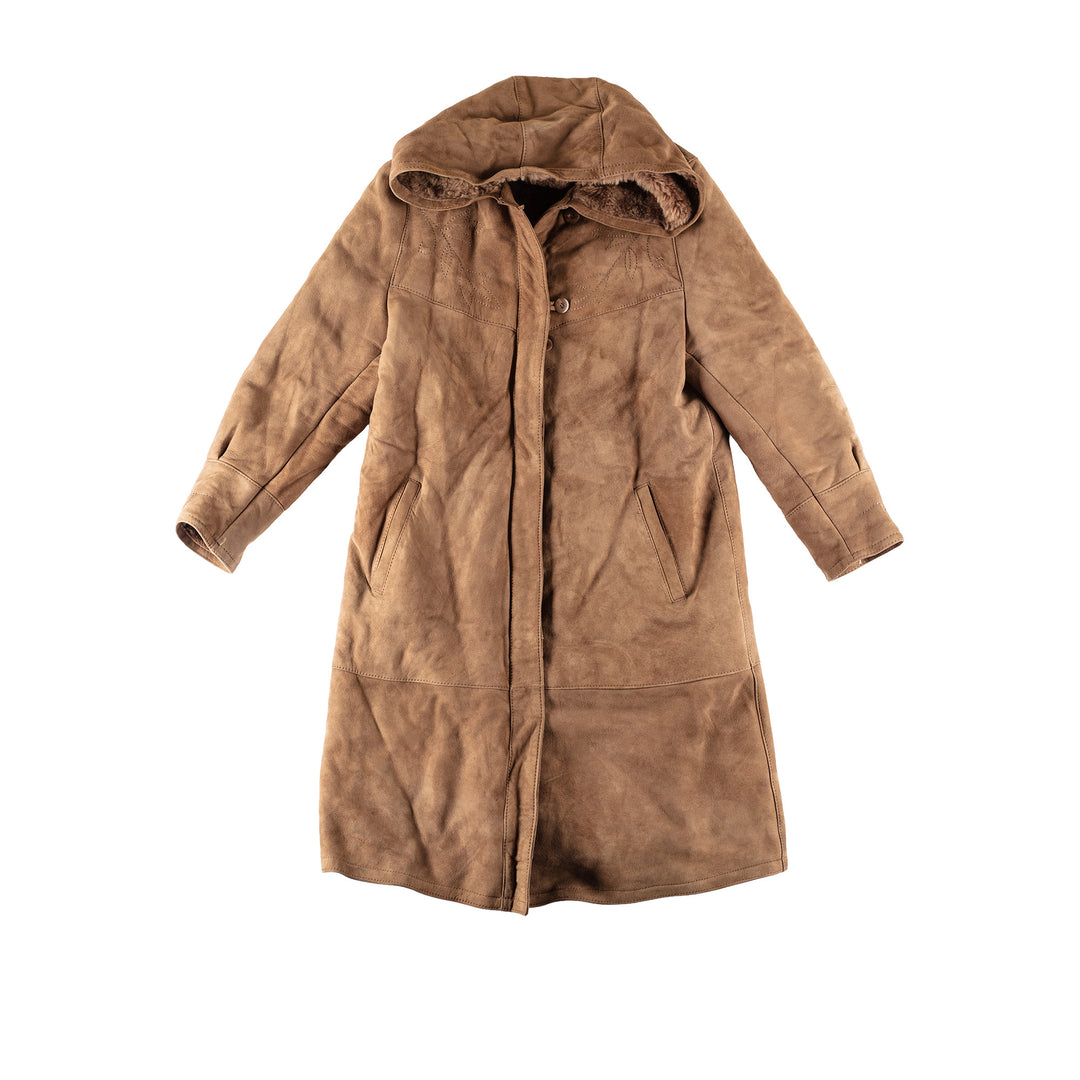 Vintage 80's Women Sheepskin Coat in BrownMN464