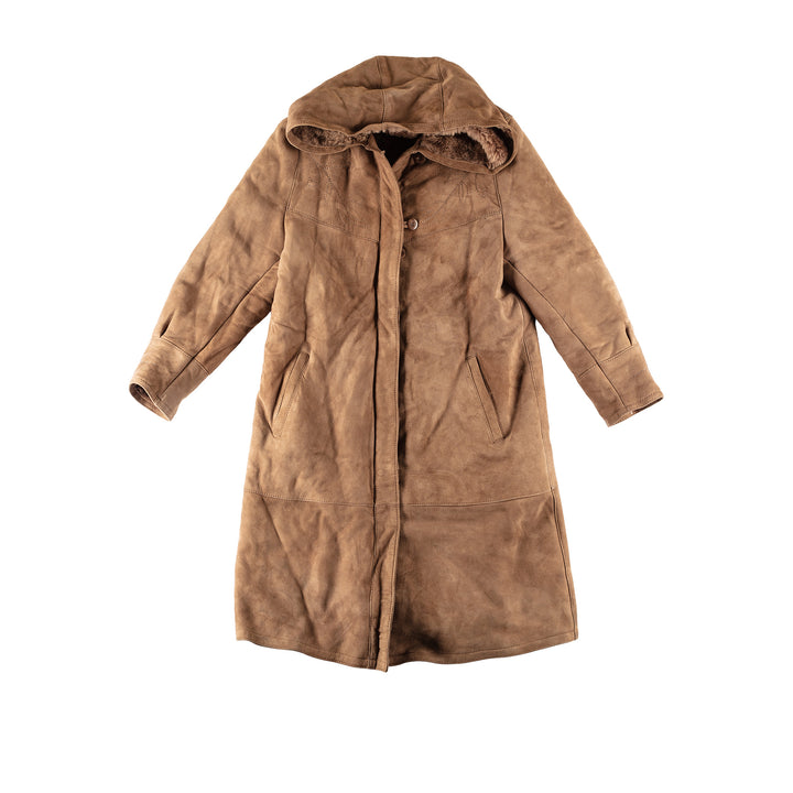 Vintage 80's Women Sheepskin Coat in BrownMN464