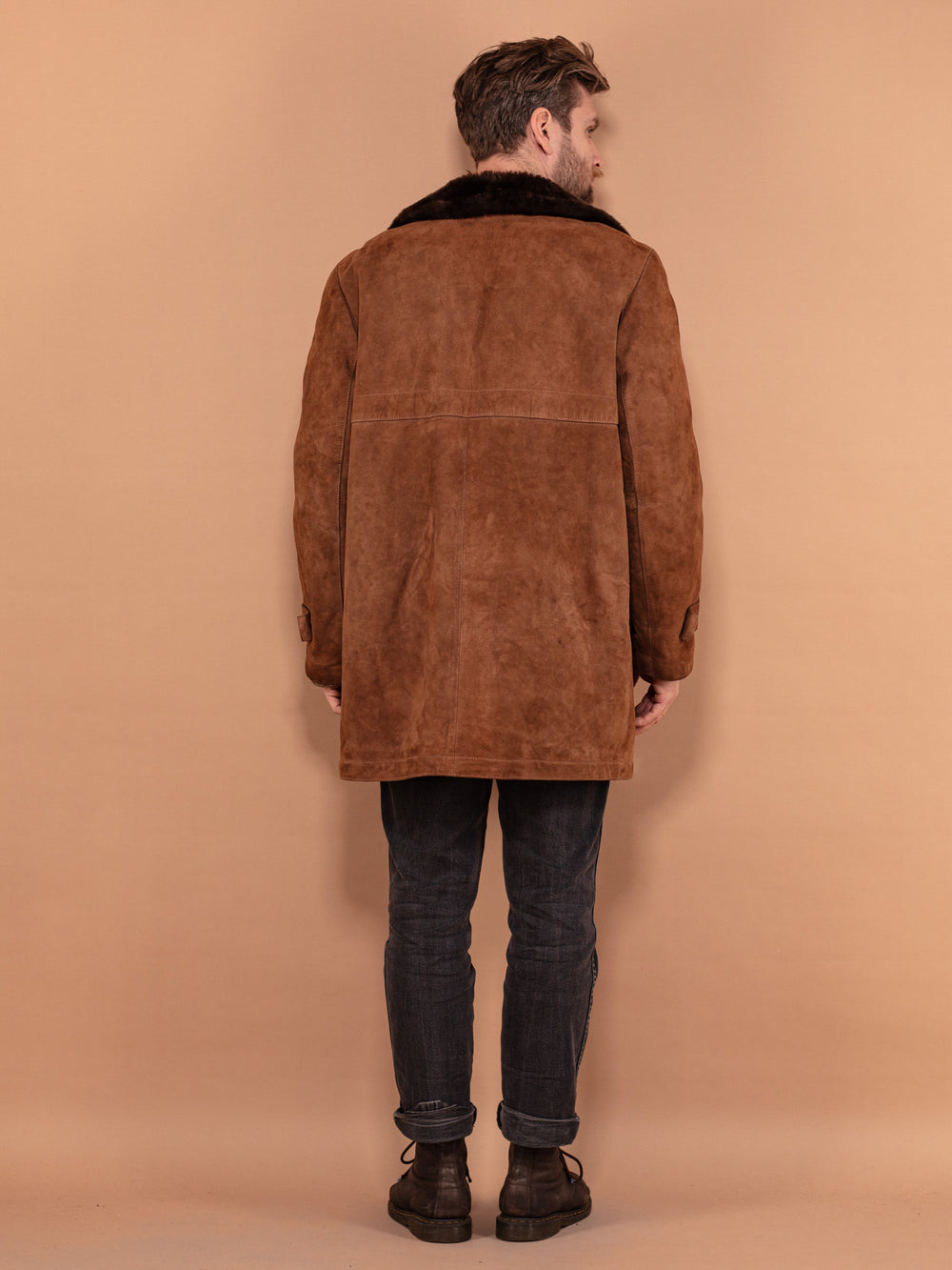 Vintage 70's Men Suede Sherpa Coat in Brown - NorthernGrip