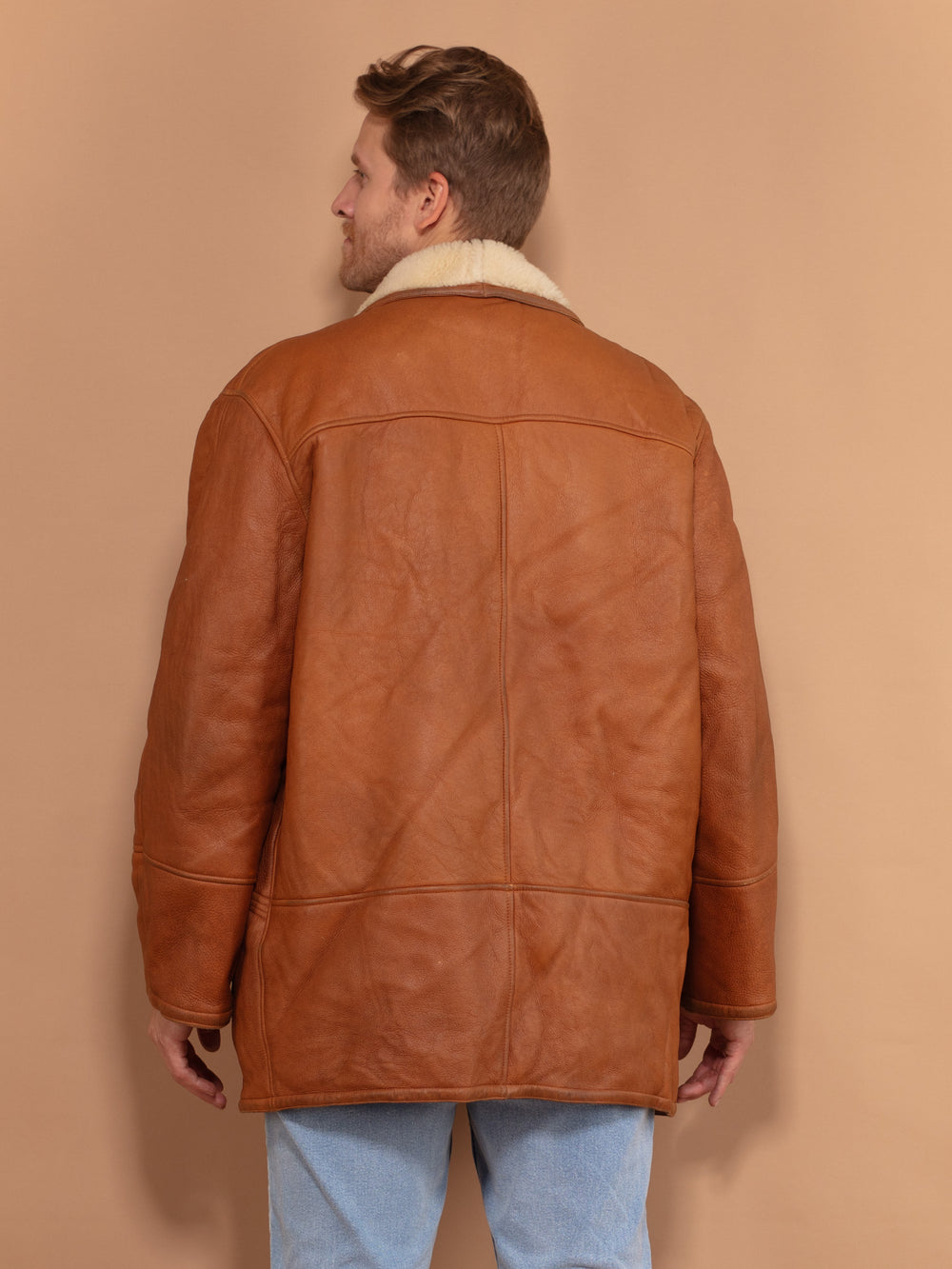Vintage 70's Men Shearling Coat in Brown - NorthernGrip