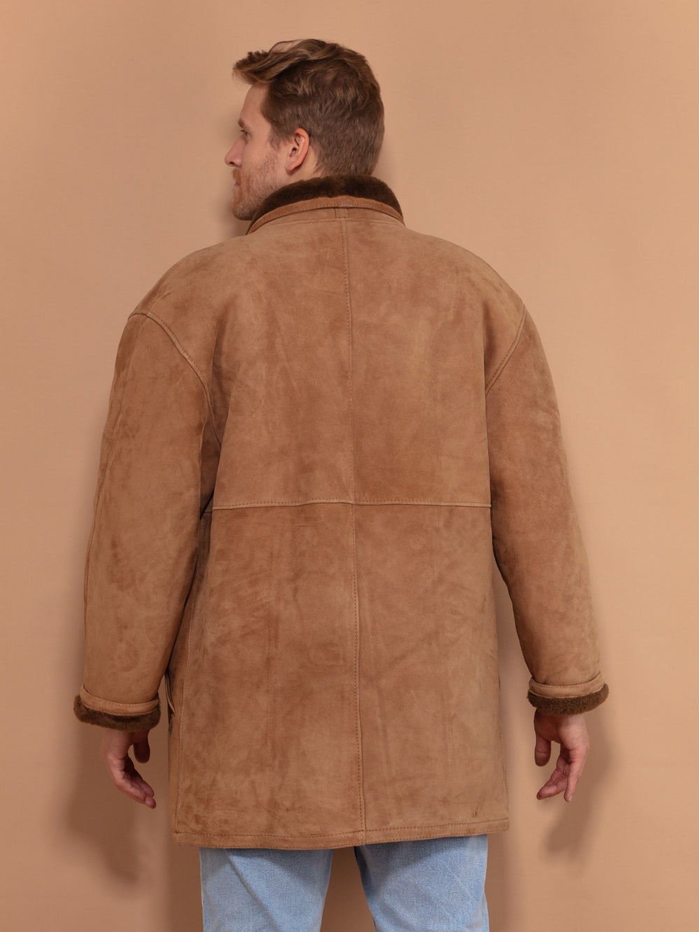 Vintage 70's Men Shearling Coat in Brown - NorthernGrip