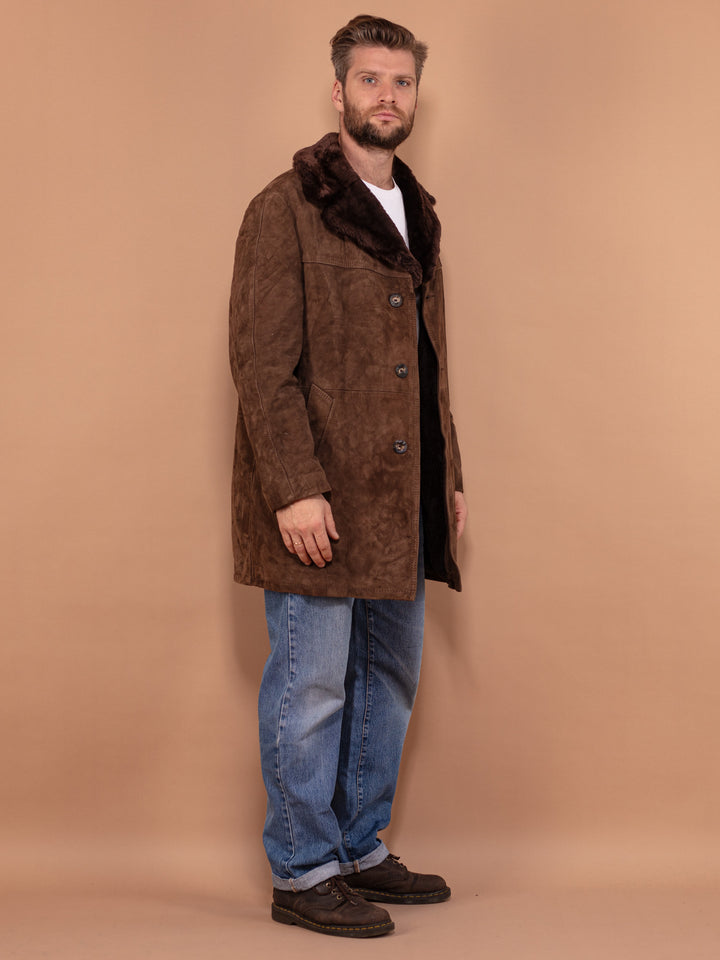 Vintage 70's Men Suede Coat in Brown - NorthernGrip