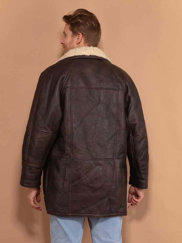 Vintage 80's Men Sheepskin Coat in Brown - NorthernGrip