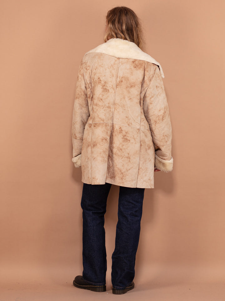 Vintage 90's Faux Penny Lane Coat in Beige - NorthernGrip