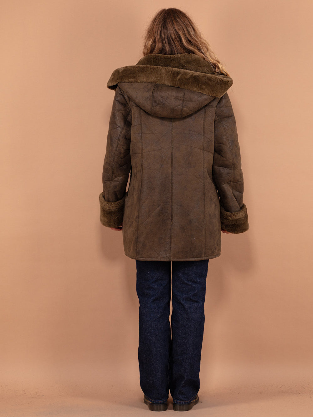 Vintage 90's Women Faux Penny Lane Coat in Brown - NorthernGrip