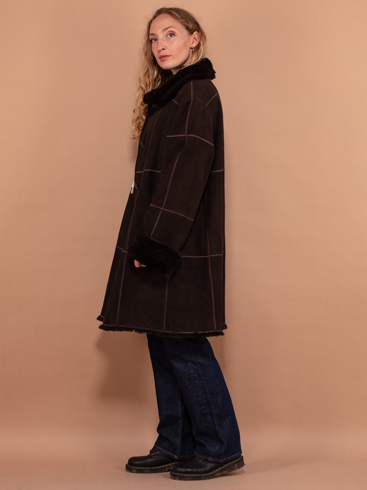 Lapin Fur Coat, Size Large L Fur Coat, 80s Luxurious Coat, Brown Fur Overcoat, Penny Lane Fur Coat, Retro Chic Fur Coat, 80s Outerwear