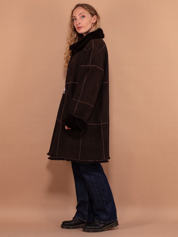Vintage 80's Women Rabbit Fur Coat in Brown - NorthernGrip