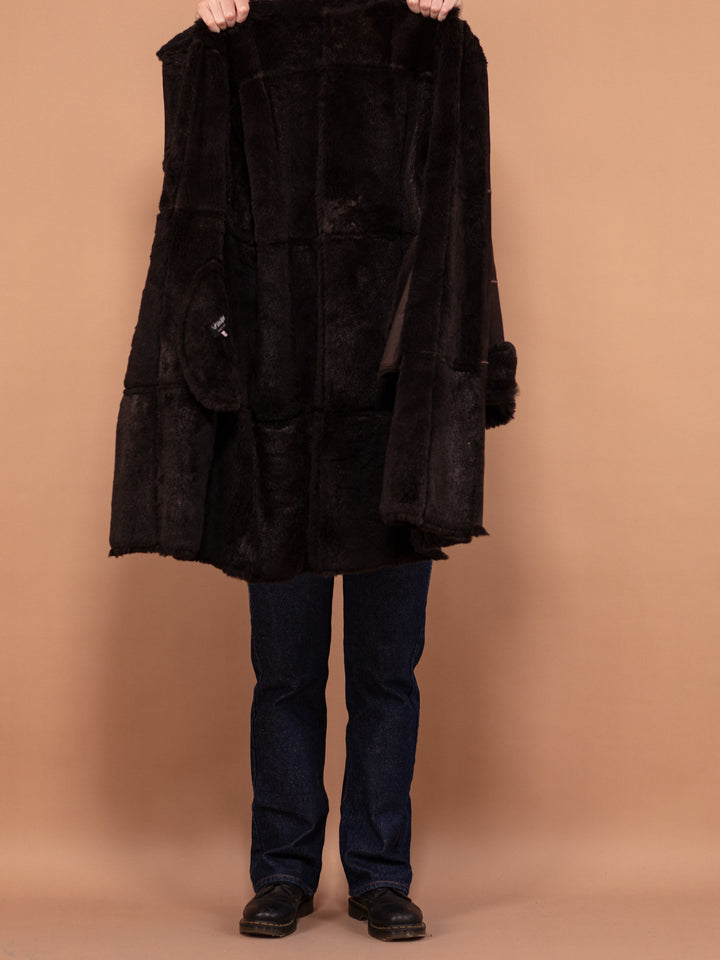Vintage 80's Women Rabbit Fur Coat in Brown - NorthernGrip