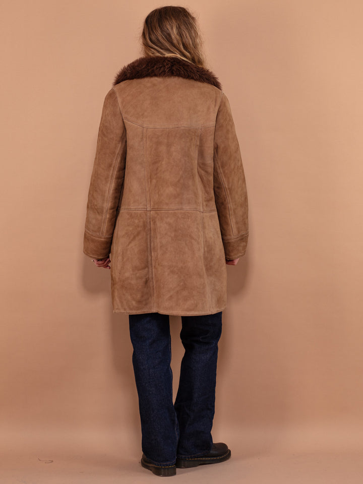 Vintage 70's Women Sheepskin Coat in Brown - NorthernGrip