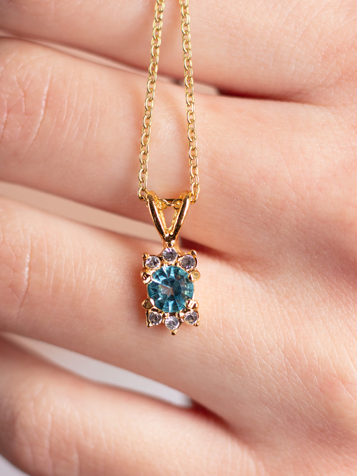 Vintage 90's Blue Rhinestone Pendant Necklace