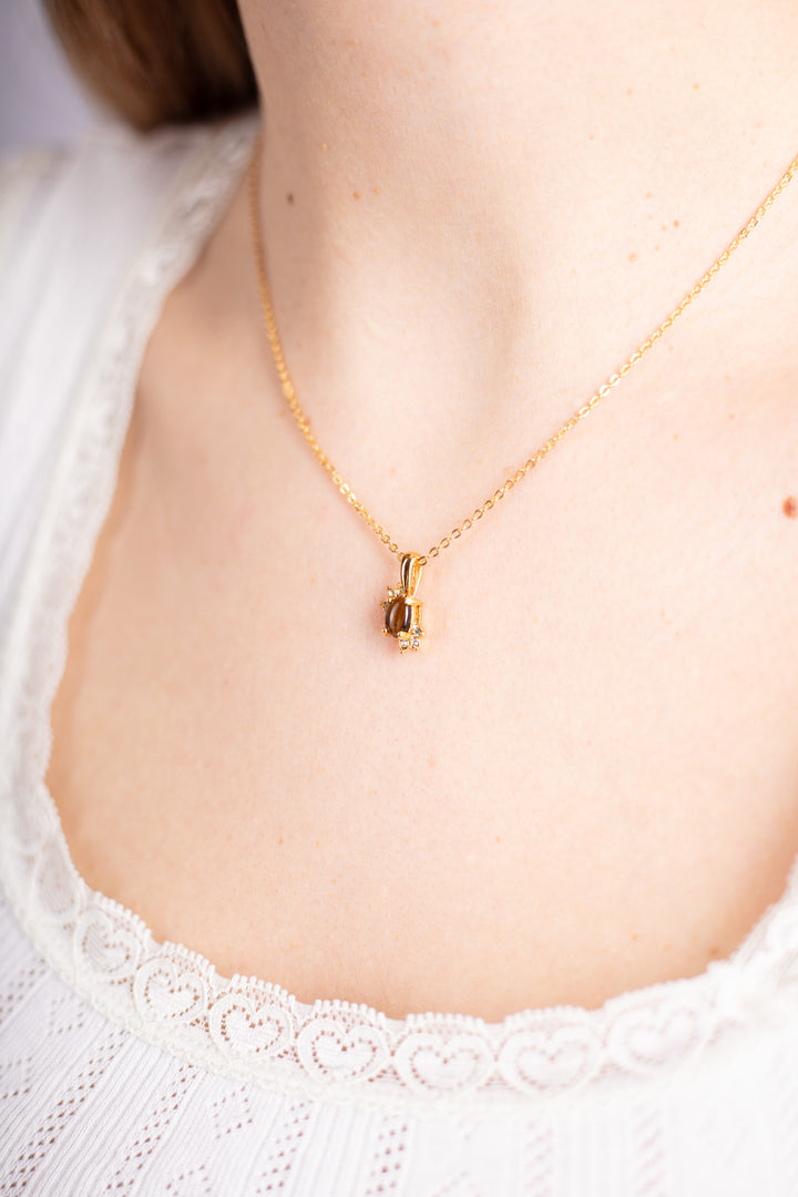Vintage 90s Tiger’s Eye Pendant Necklace