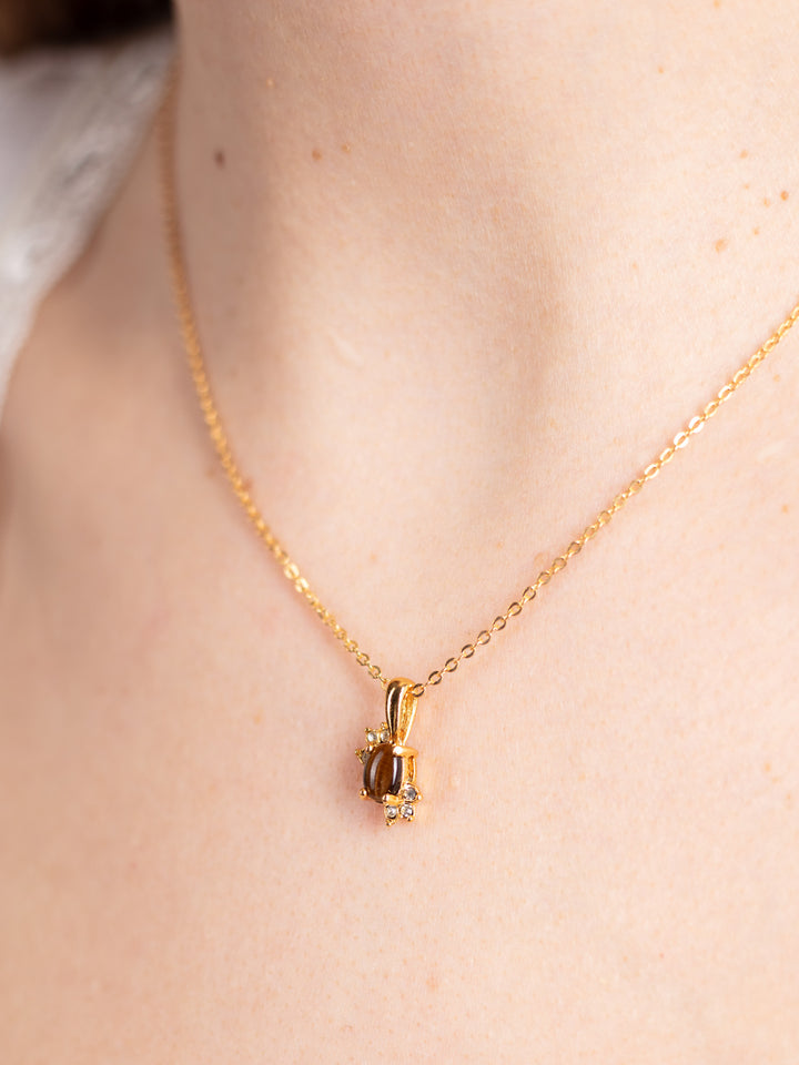 Vintage 90s Tiger’s Eye Pendant Necklace