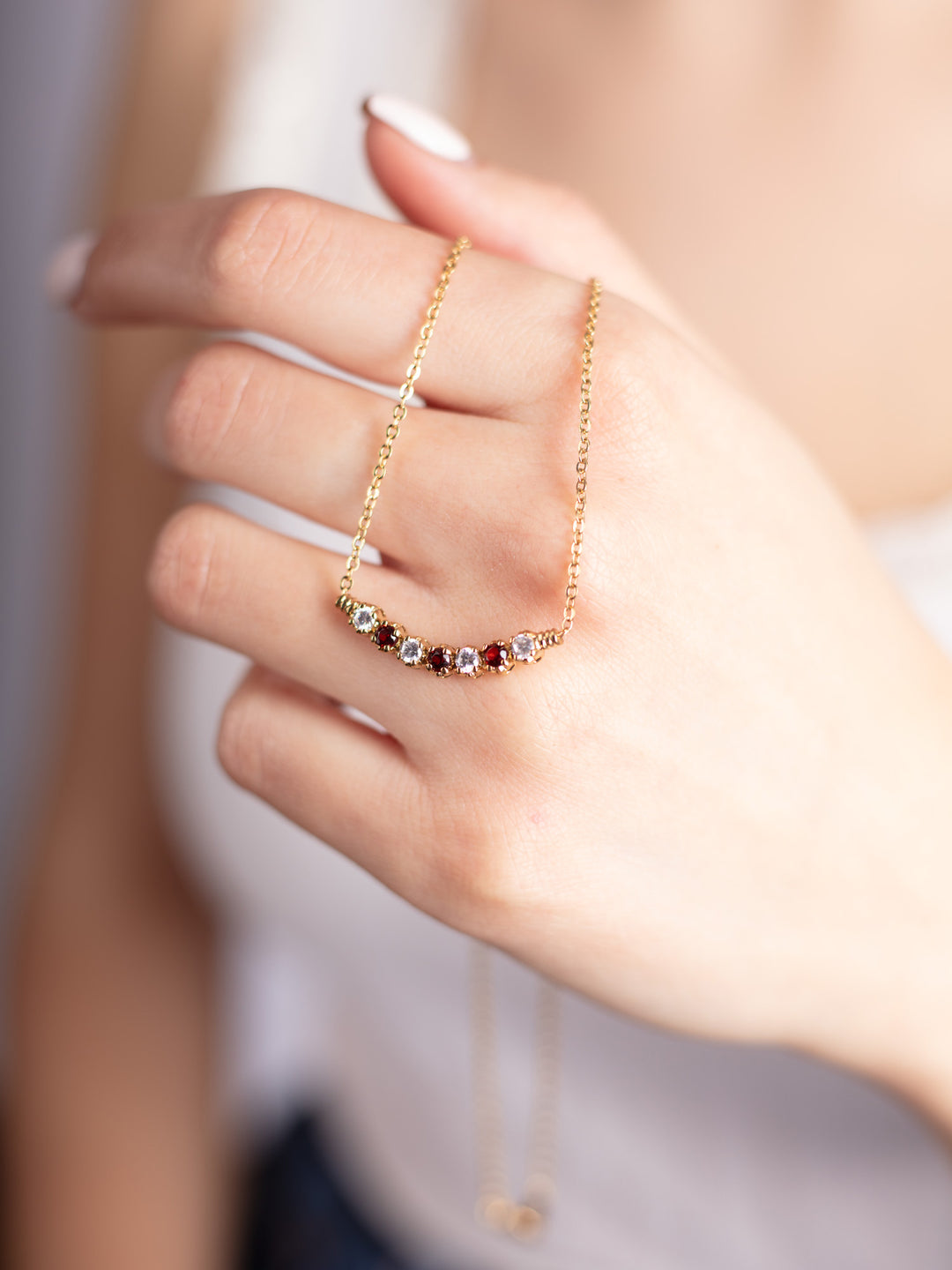 Vintage 90's Garnet Necklace & Bracelet Set