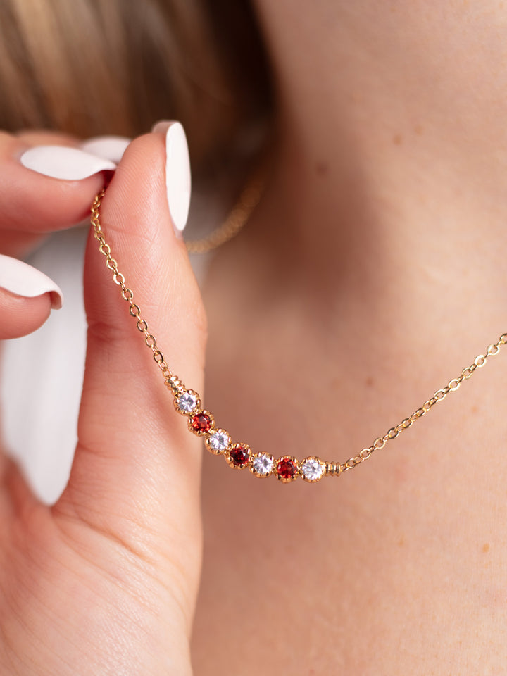 Vintage 90's Garnet Necklace & Bracelet Set