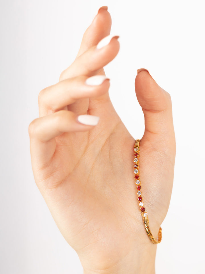 Vintage 90's Garnet Necklace & Bracelet Set