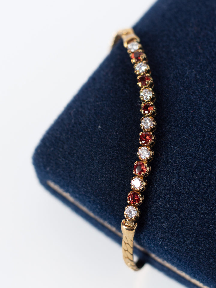 Vintage 90's Garnet Necklace & Bracelet Set
