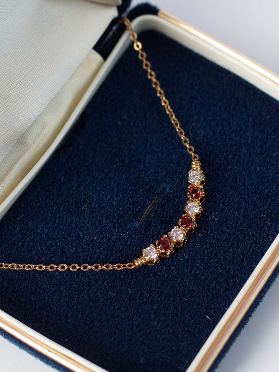 Vintage 90's Garnet Necklace & Bracelet Set