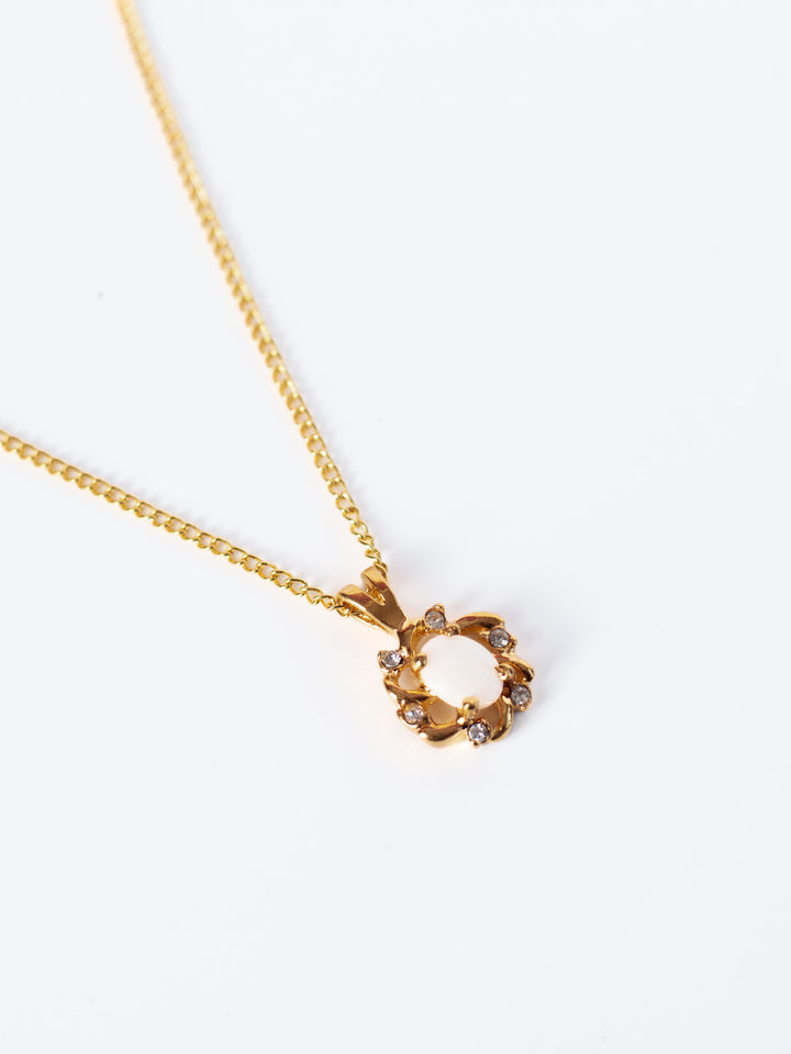 Vintage 90's Opal & Austrian Crystal Pendant Necklace