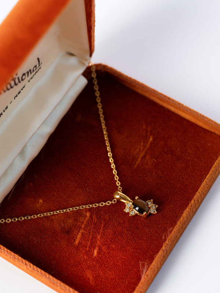 Vintage 90s Tiger’s Eye Pendant Necklace