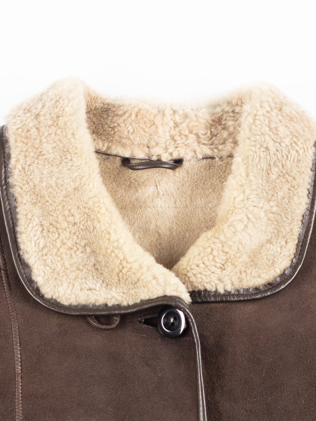 Vintage 80's Women Faux Sheepskin Coat in Brown