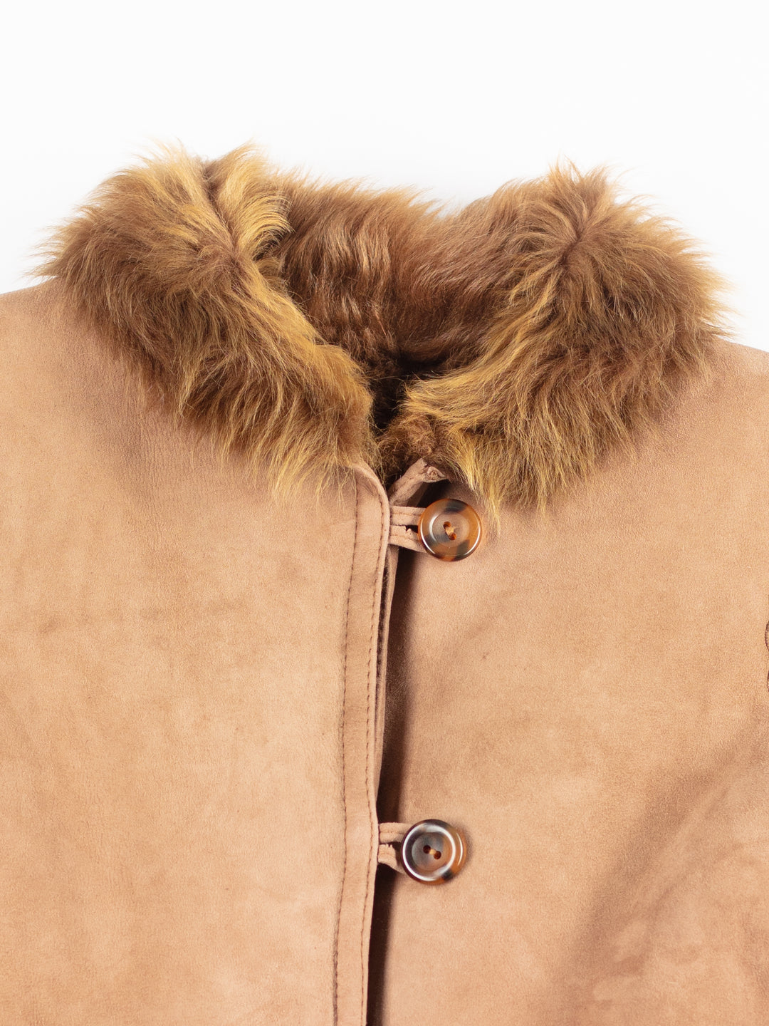 Vintage 70's Women Sheepskin Shearling Coat in Brown