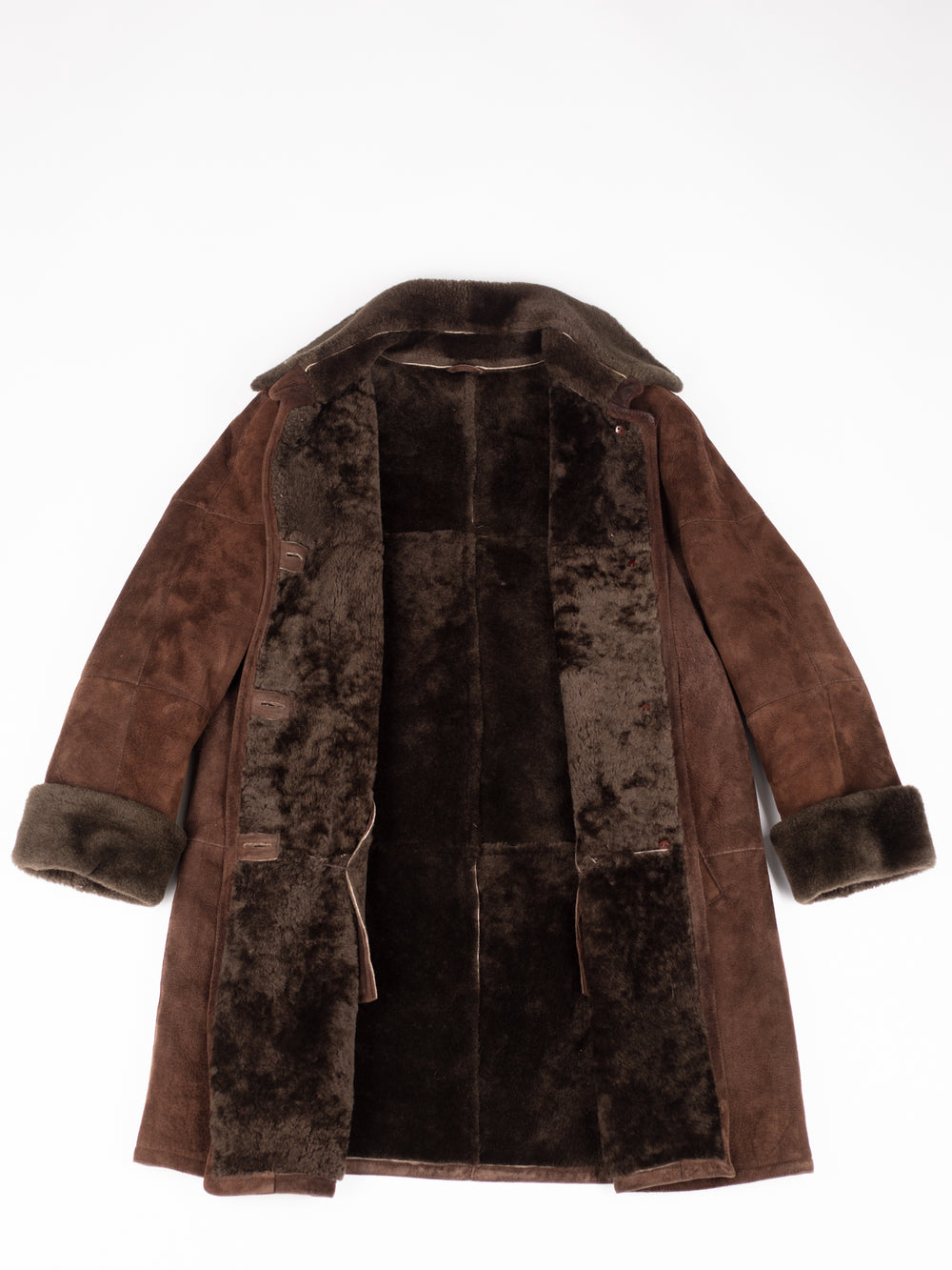 Vintage 70's Women Sheepskin Shearling Coat in Brown