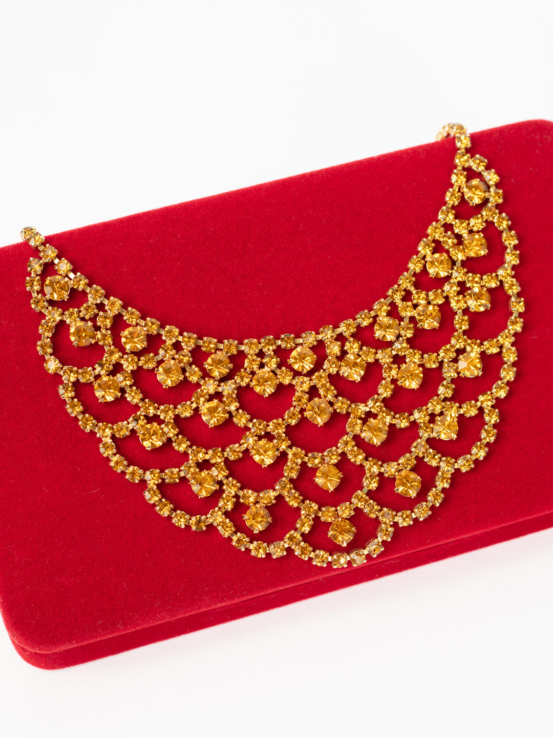 Vintage 70's Rhinestone Bib Necklace