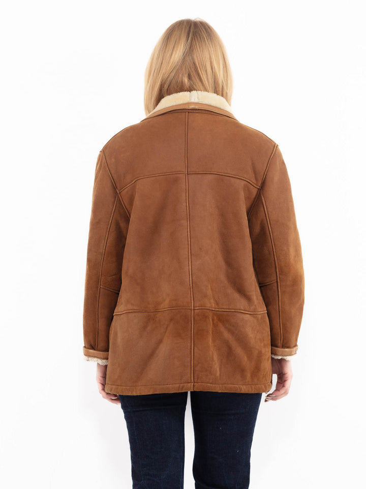 Vintage 80's Women Sheepskin Coat in Brown