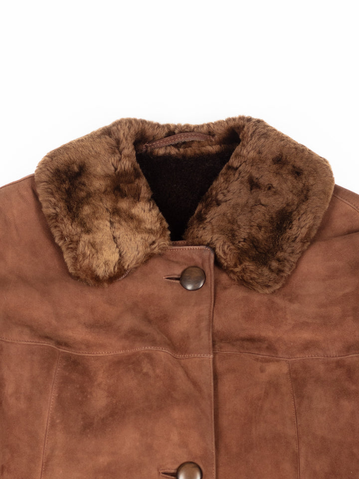 Vintage 60's Women Sheepskin Coat in Brown