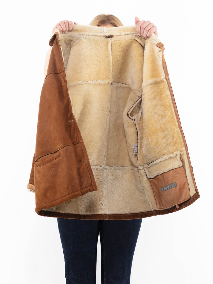 Vintage 80's Women Sheepskin Coat in Brown