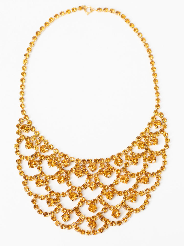 Vintage 70's Rhinestone Bib Necklace